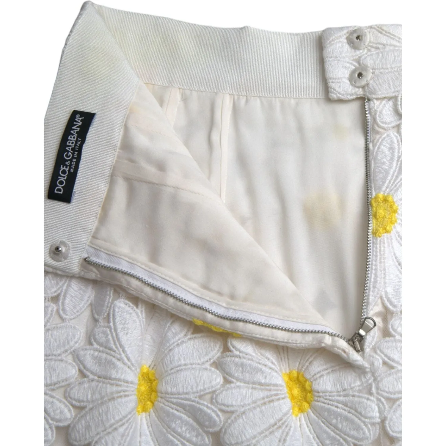 Dolce & Gabbana White Floral Pencil Straight Lace Skirt