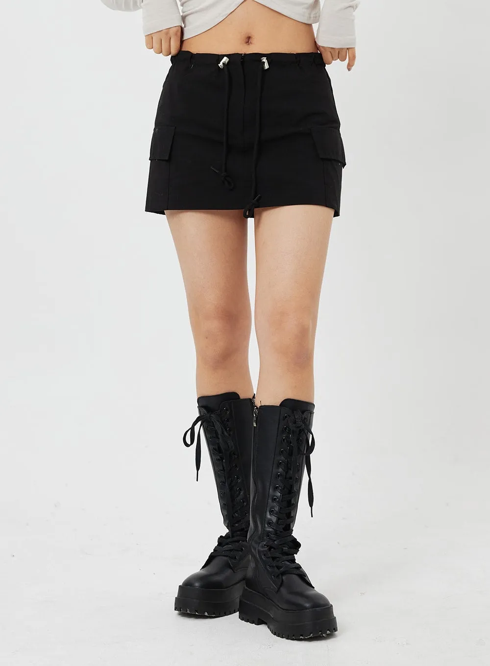 Drawstring Mini Skirt CF314