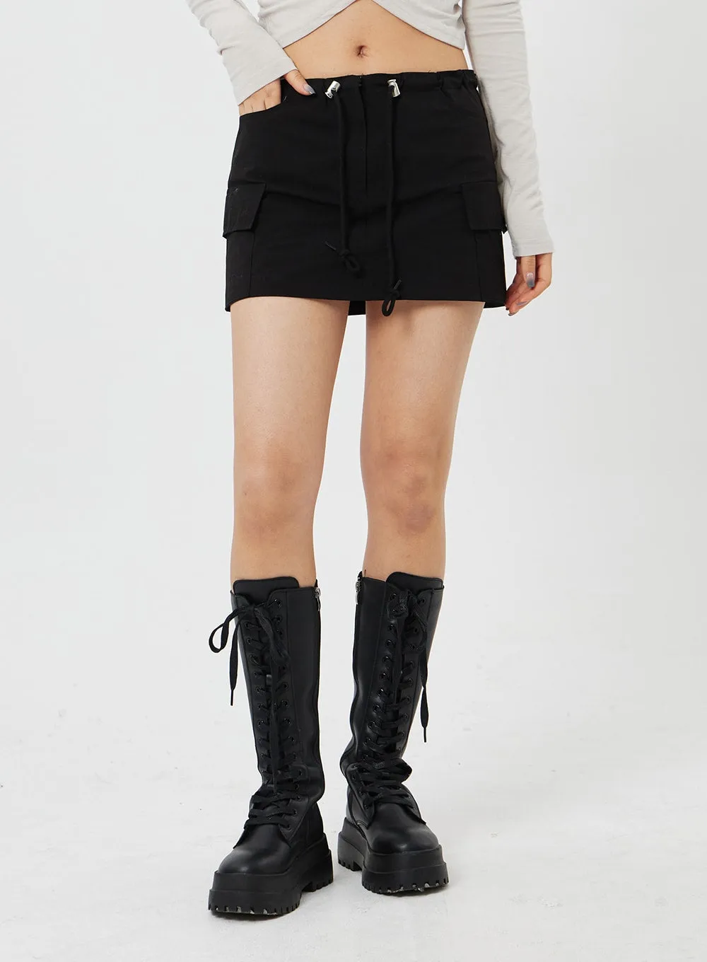 Drawstring Mini Skirt CF314