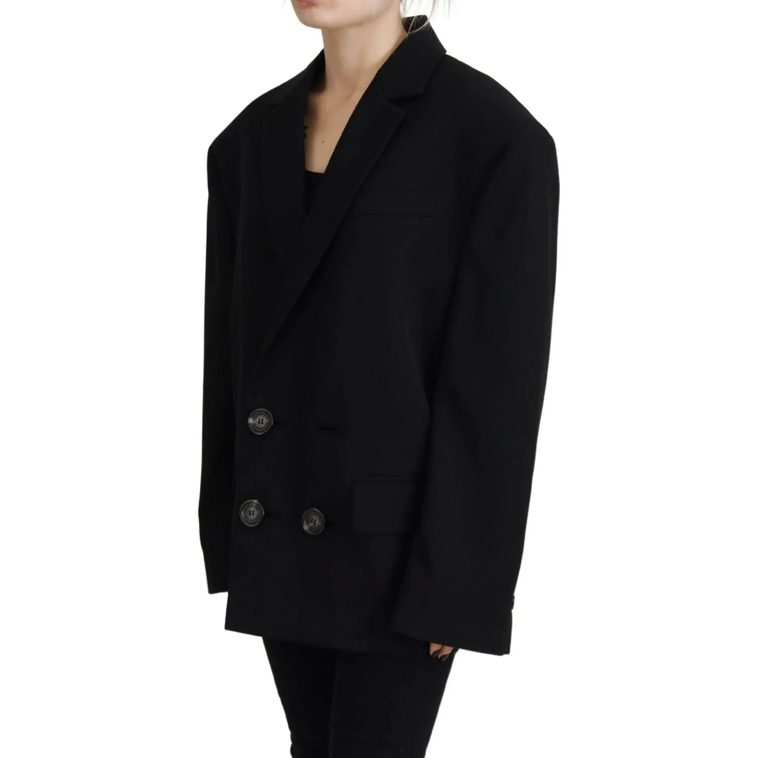 Dsquared² Black Double Breasted Coat Blazer Jacket