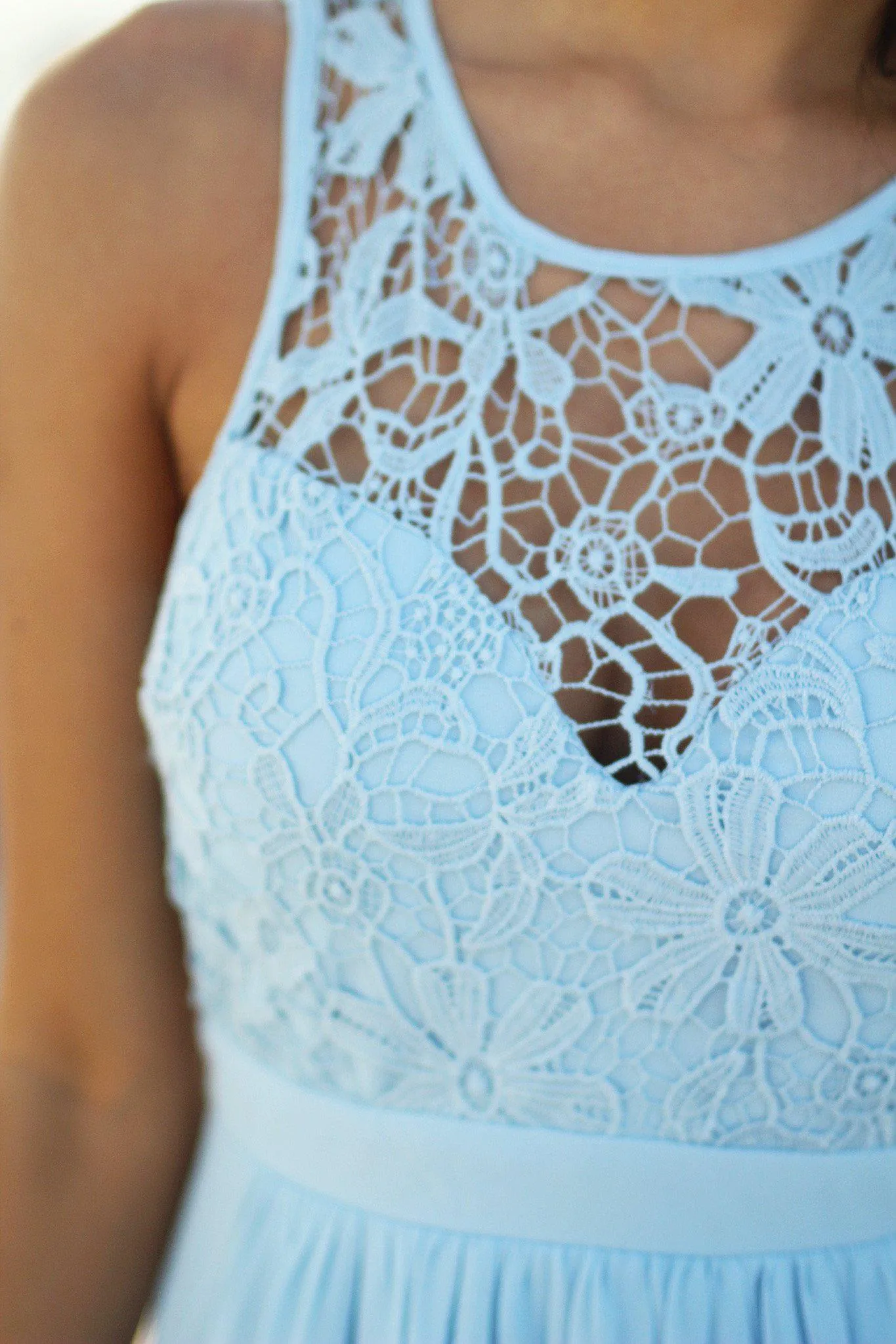 Dusty Blue Lace Maxi Dress