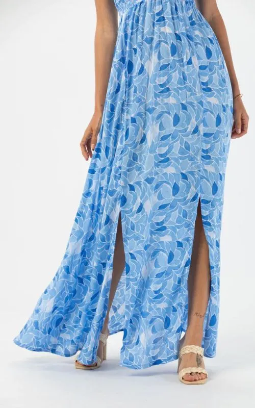 Emilia Maxi Dress Scattered Petals Sky