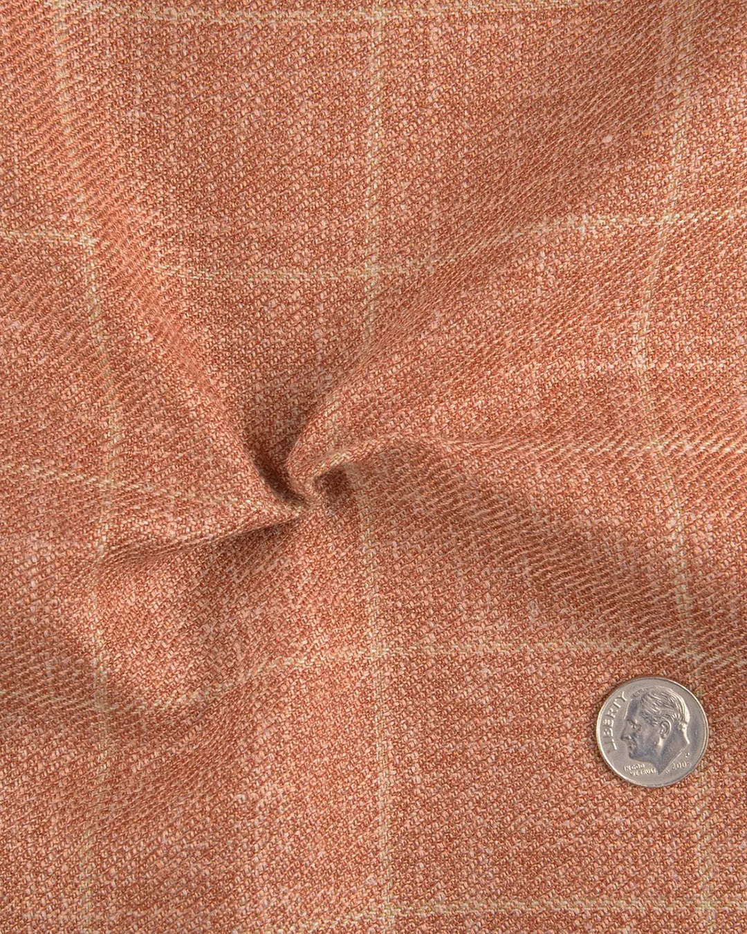 Ethomas Light Orange Beige Windowpane Plaid Jacket