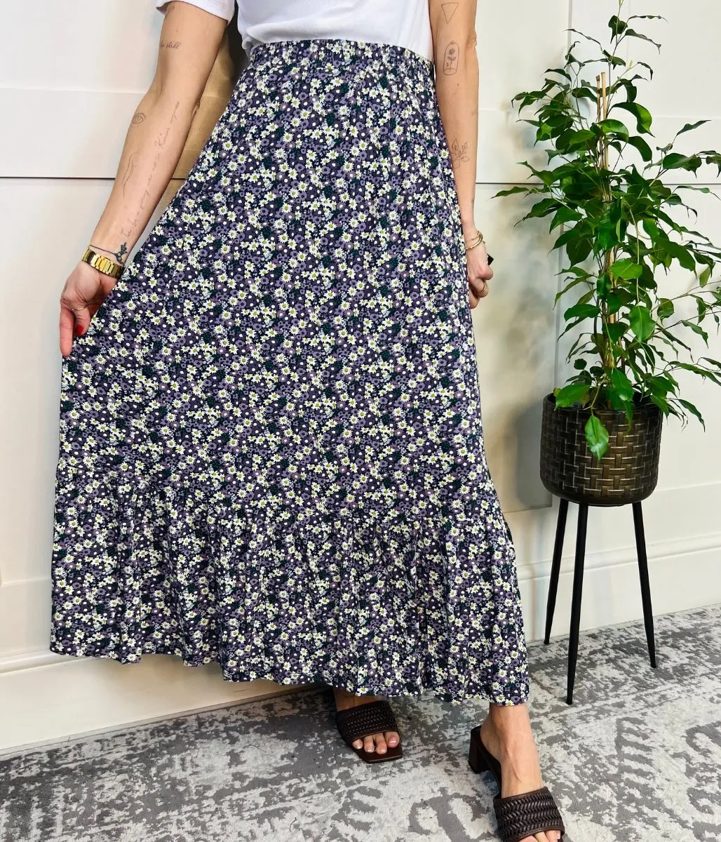 Ex Seasalt Floral Guiding Light Jersey Maxi Skirt