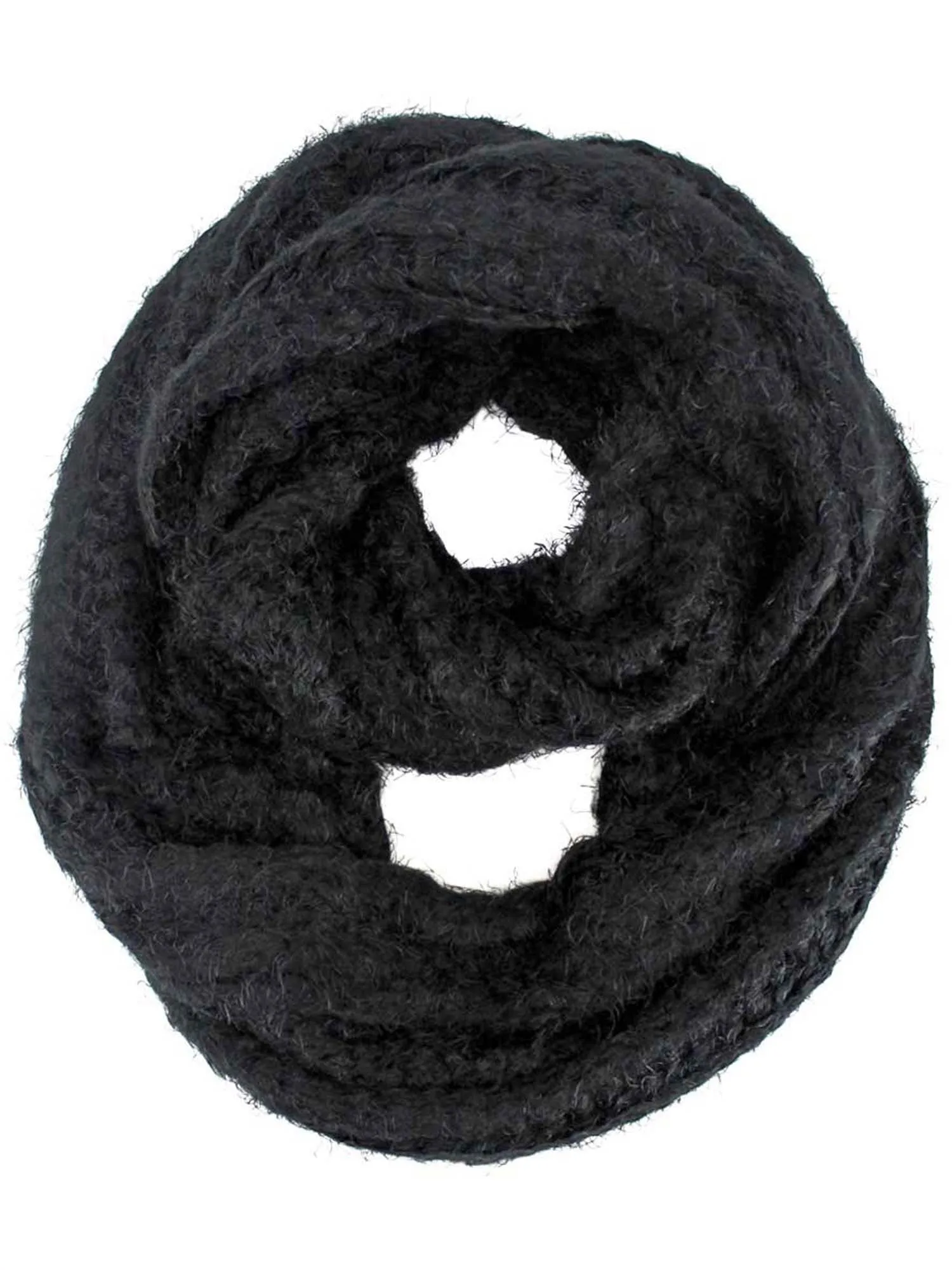 Eyelash Knit Soft Fuzzy Infinity Scarf