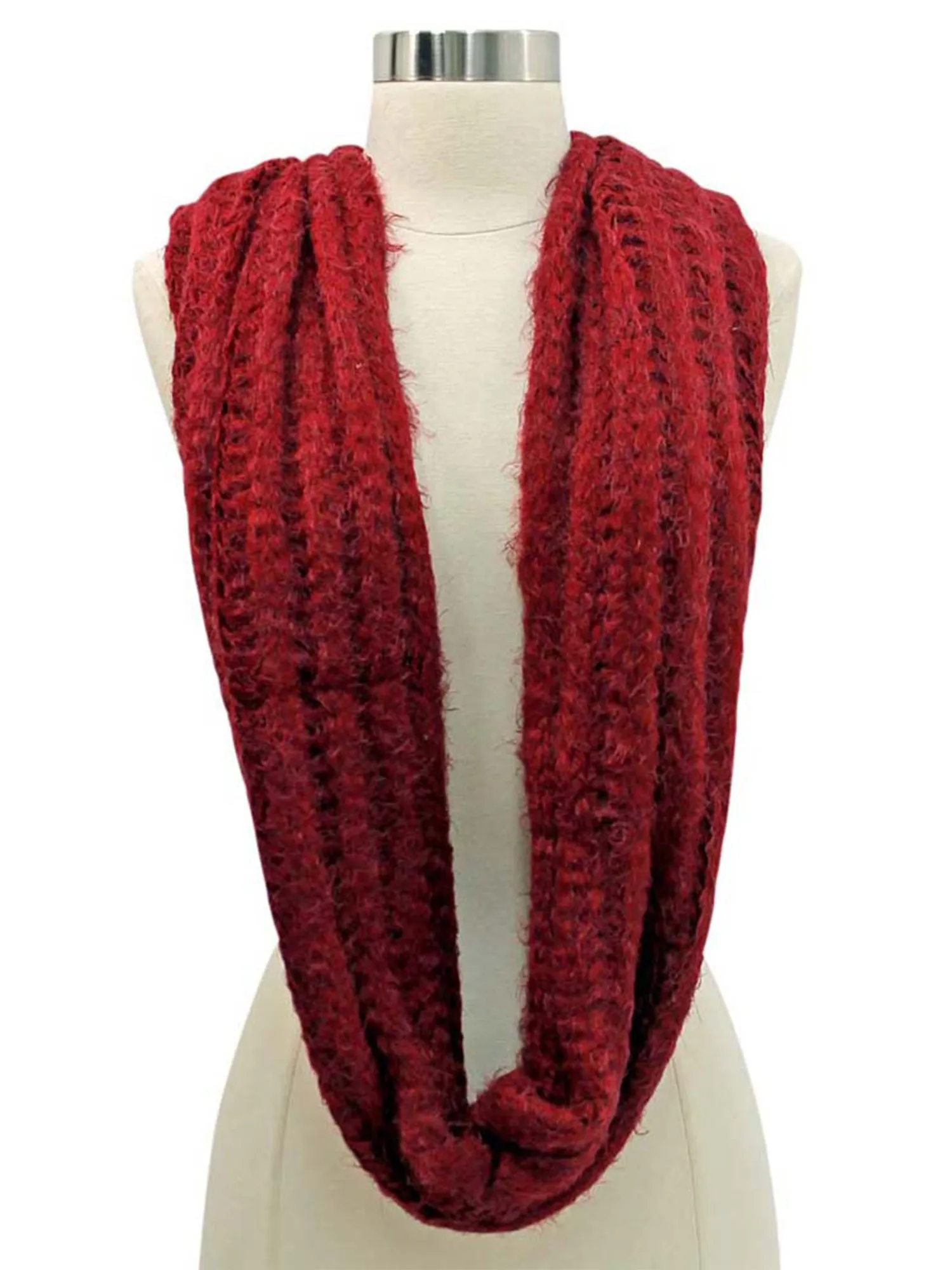 Eyelash Knit Soft Fuzzy Infinity Scarf