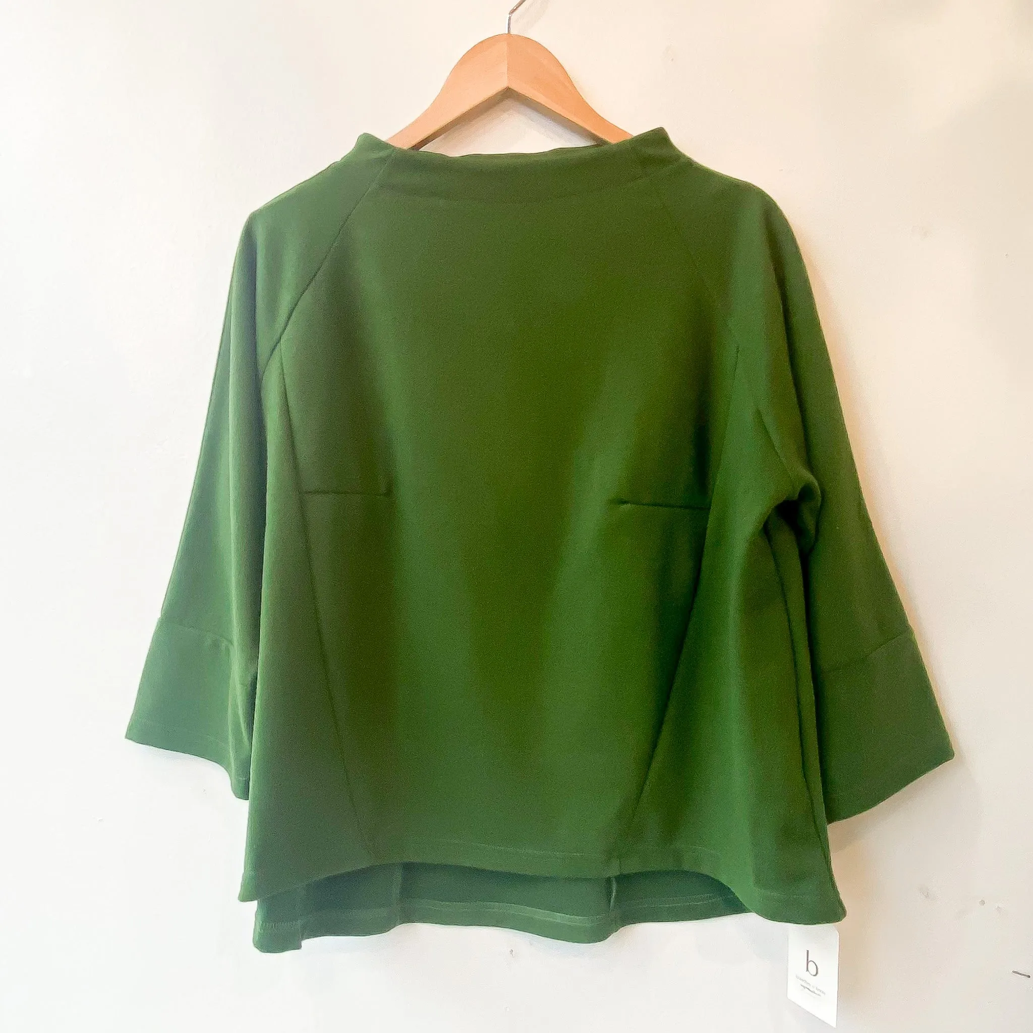 Fashion Village | 3/4 Sleeve Back Button Mock Neck Pullover