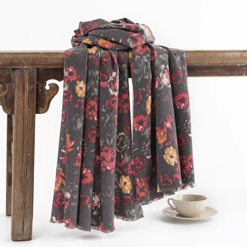 FH23-5102 rose printed winter scarf