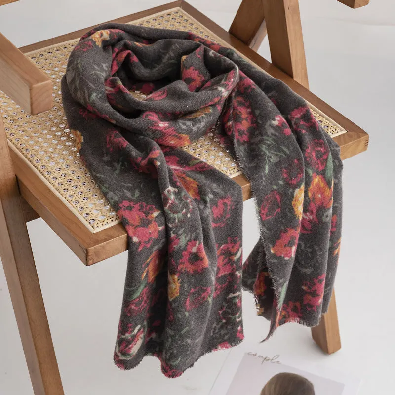 FH23-5102 rose printed winter scarf