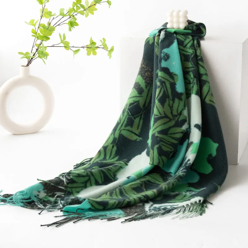 FH24-5772 Warm cashmere retro tassel scarf   winter scarf