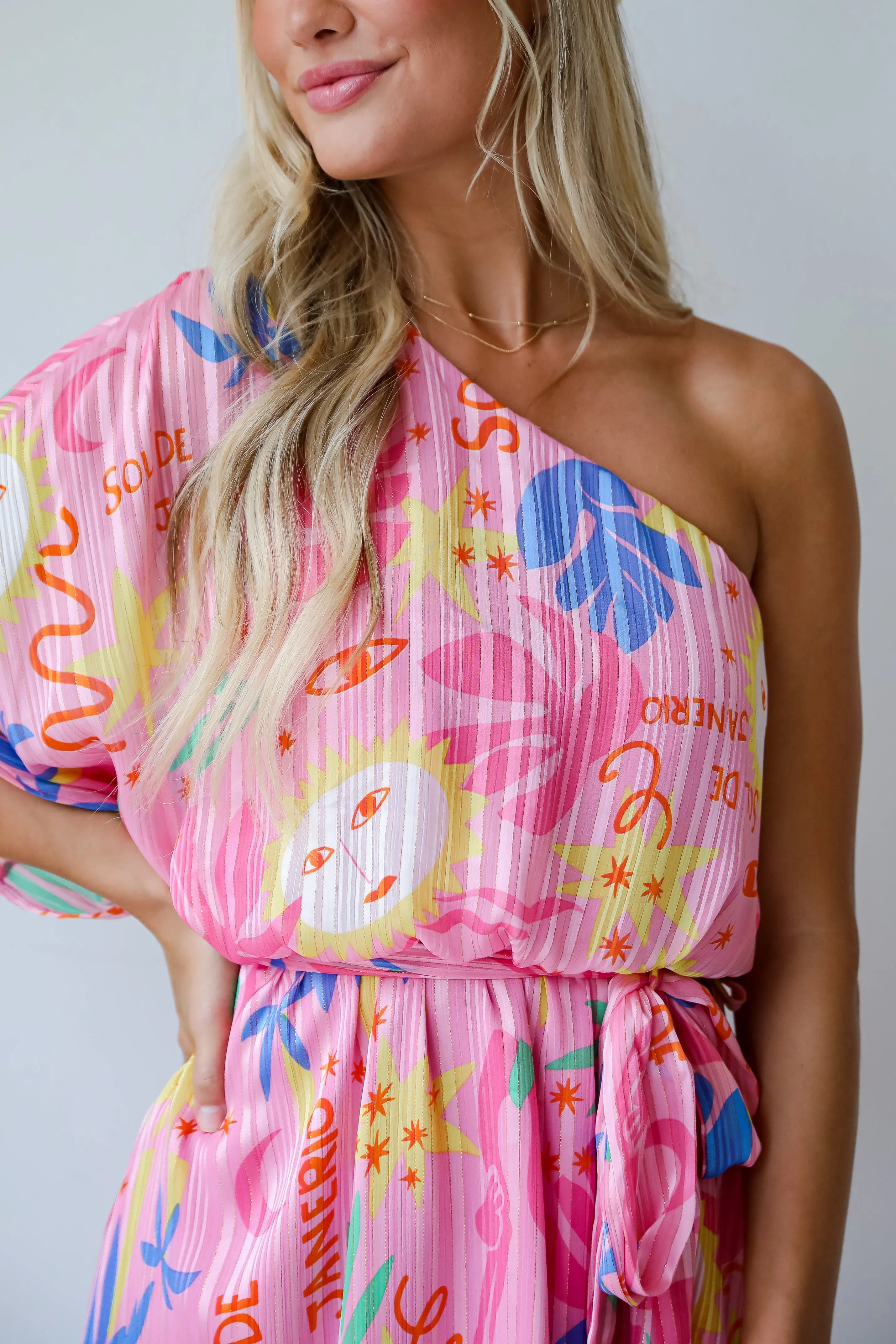 FINAL SALE - Sol De Janeiro Pink One-Shoulder Mini Dress