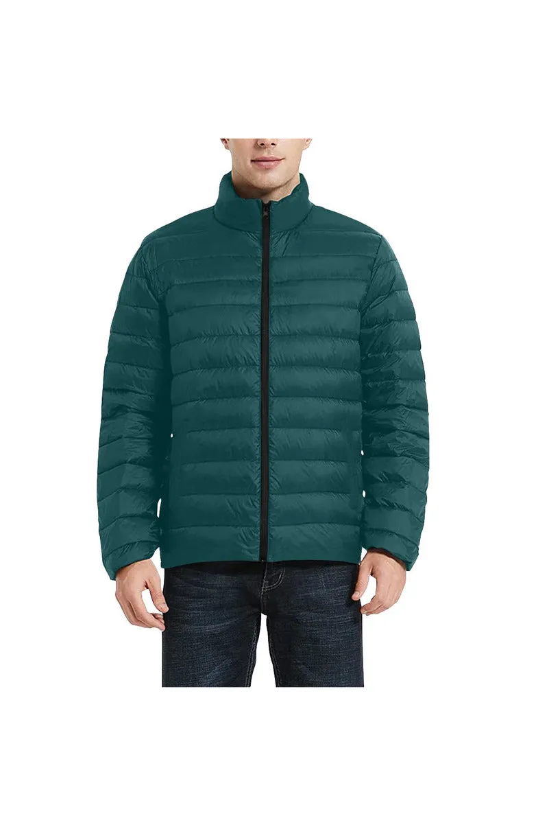 Forest Green Men's Stand Collar Padded Jacket