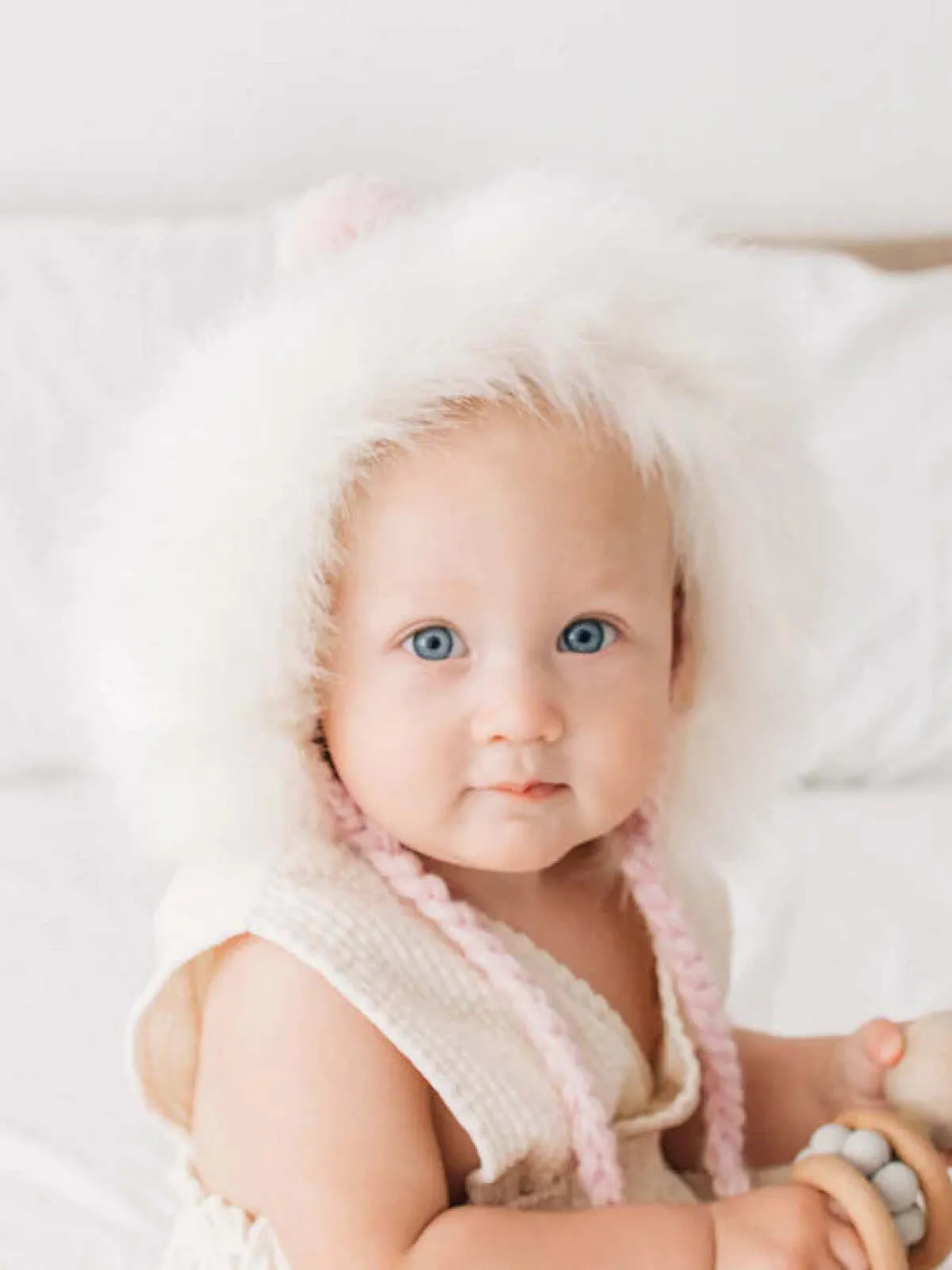 Fur Trimmed Bonnet, Blush