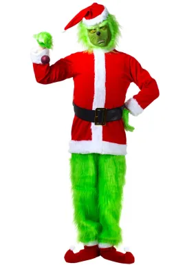 Furry Green Grinch Deluxe Mens Christmas Costume