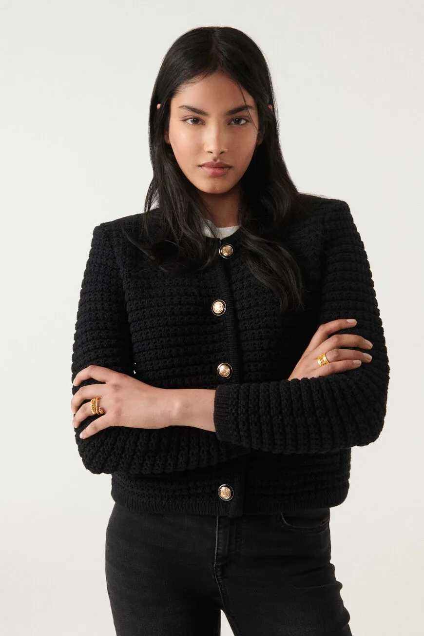 Gaspard Knitted Cardigan Black