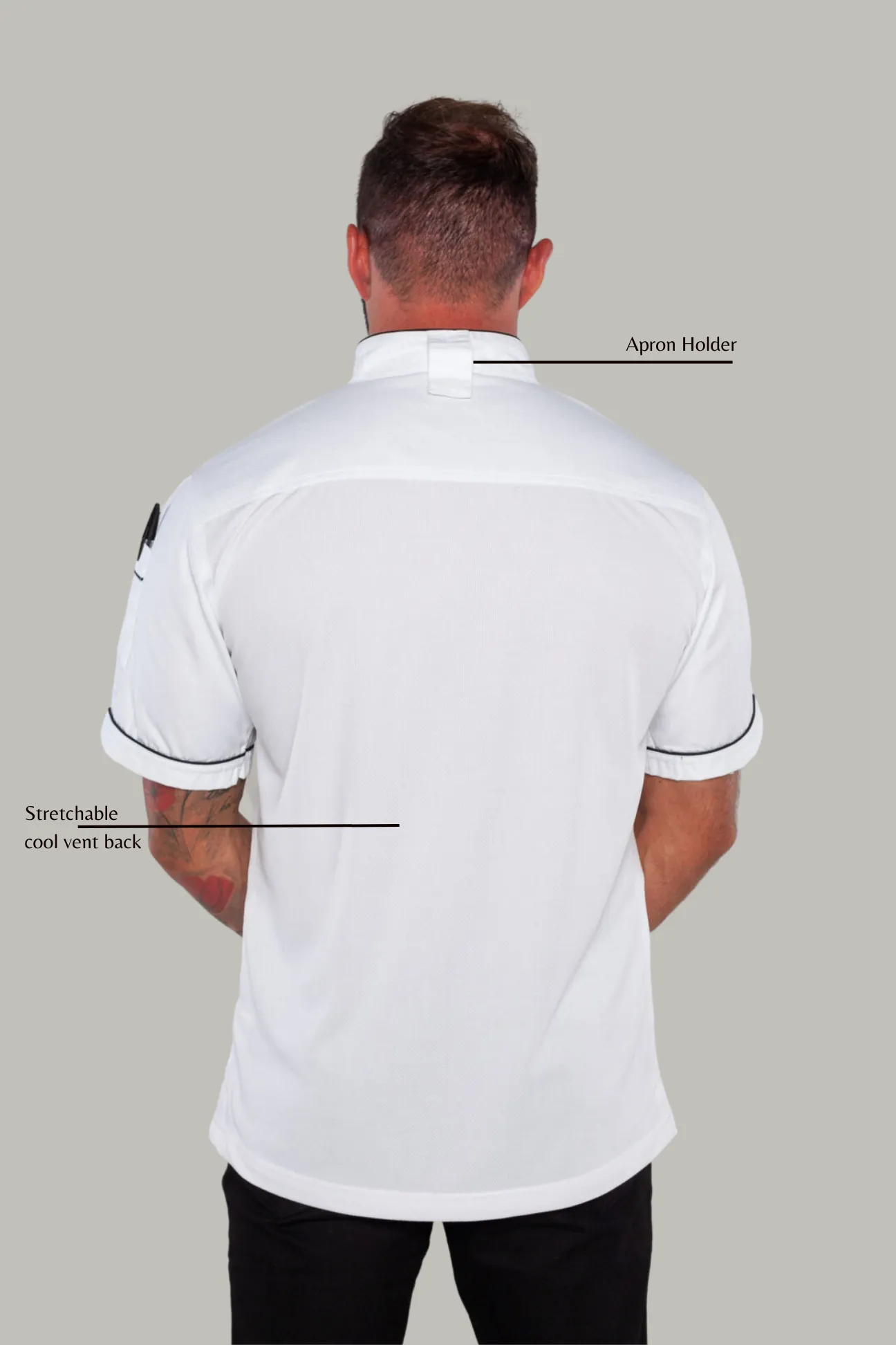 Gazi Chef Jacket White with Black Trim and Coolvent