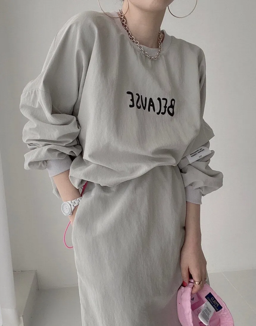 Graduation gift Tracksuit Hoodies 2 Piece Sets Autumn Women Chic Pullover Loose Casual Sweatershirt   High Waist Split Skirt Suit Sets