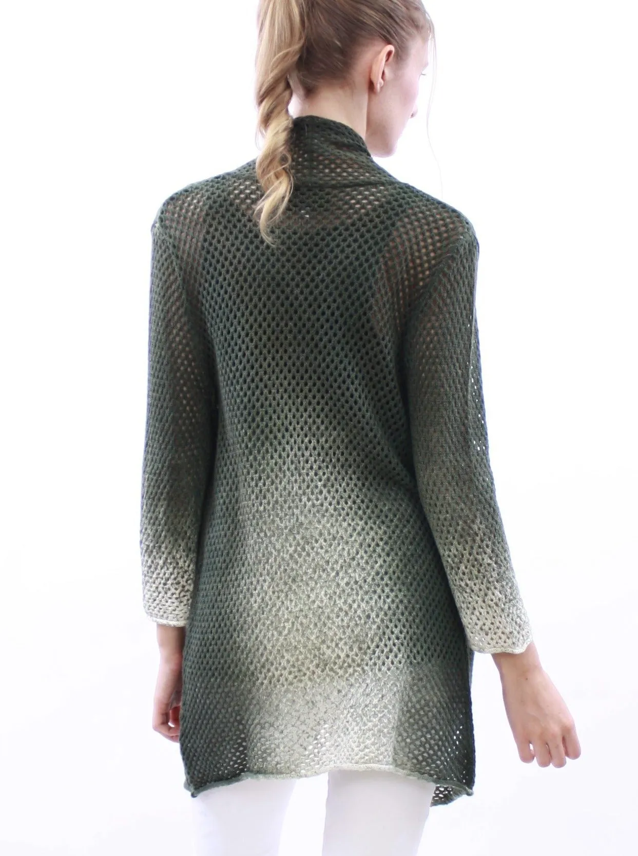 Hand Sprayed Mesh Open Front Cardigan