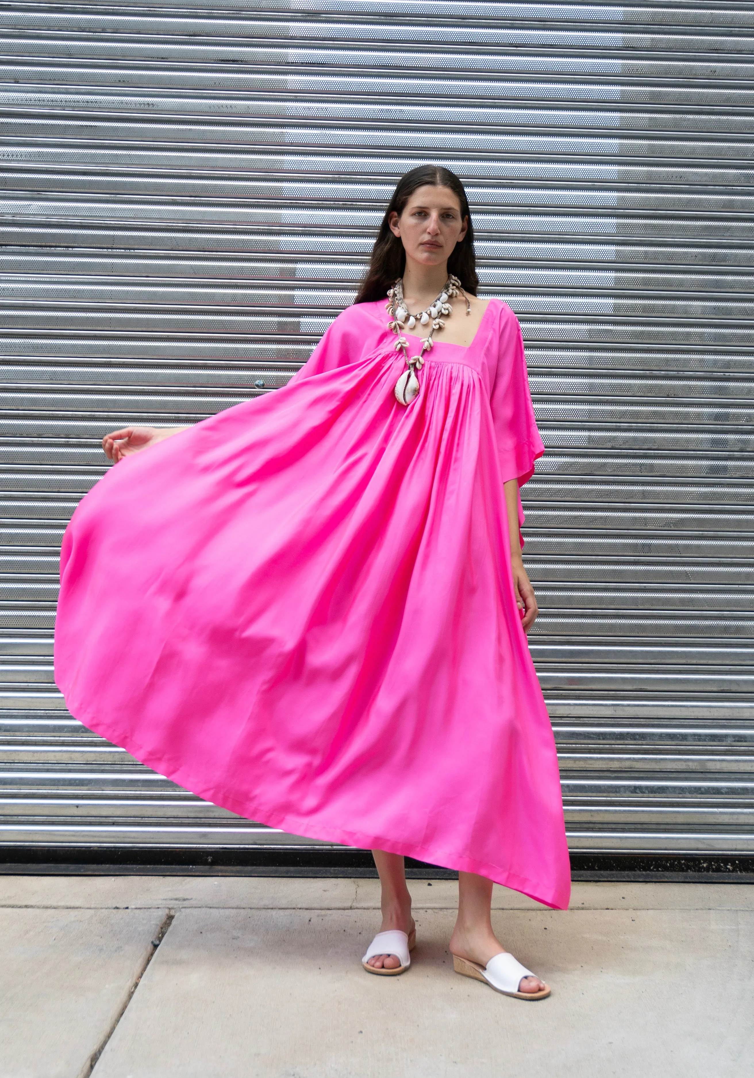 Hanoi Caftan Dress in Fuchsia