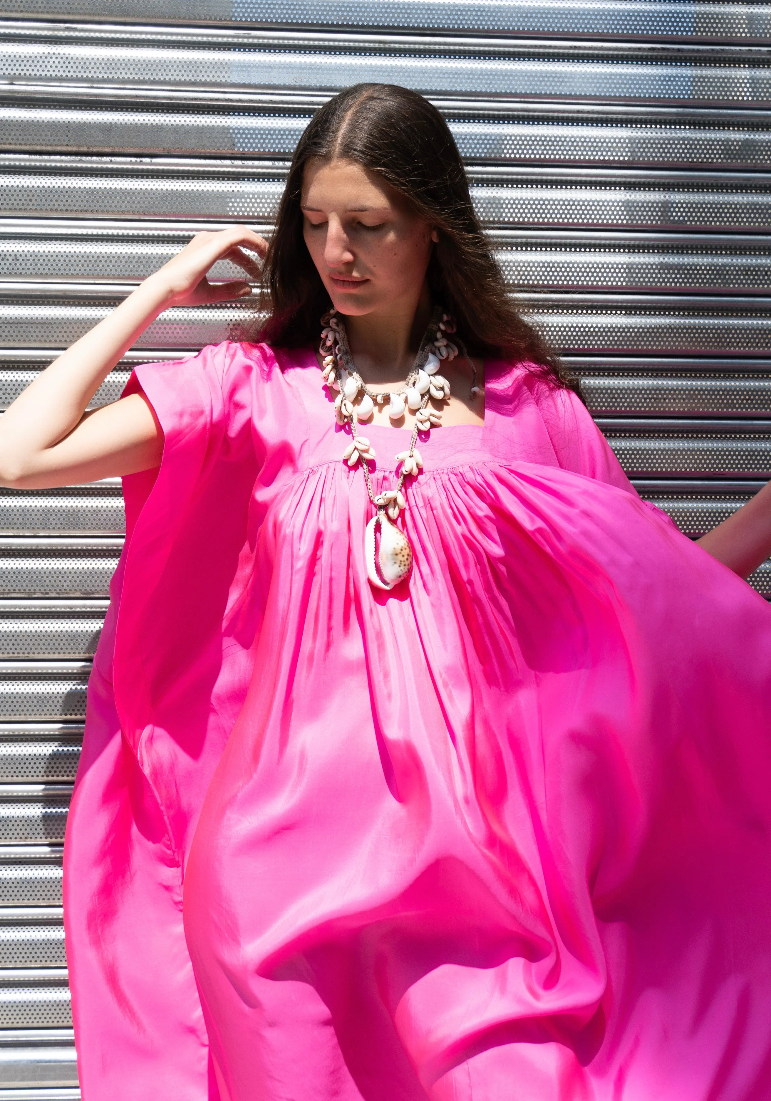 Hanoi Caftan Dress in Fuchsia