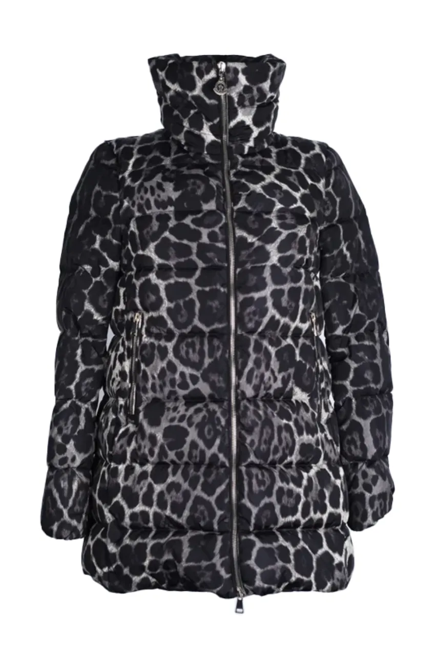 High Neck Leopard Print Down Parka