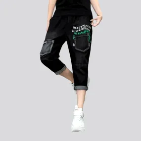 High-waist black denim pants for women