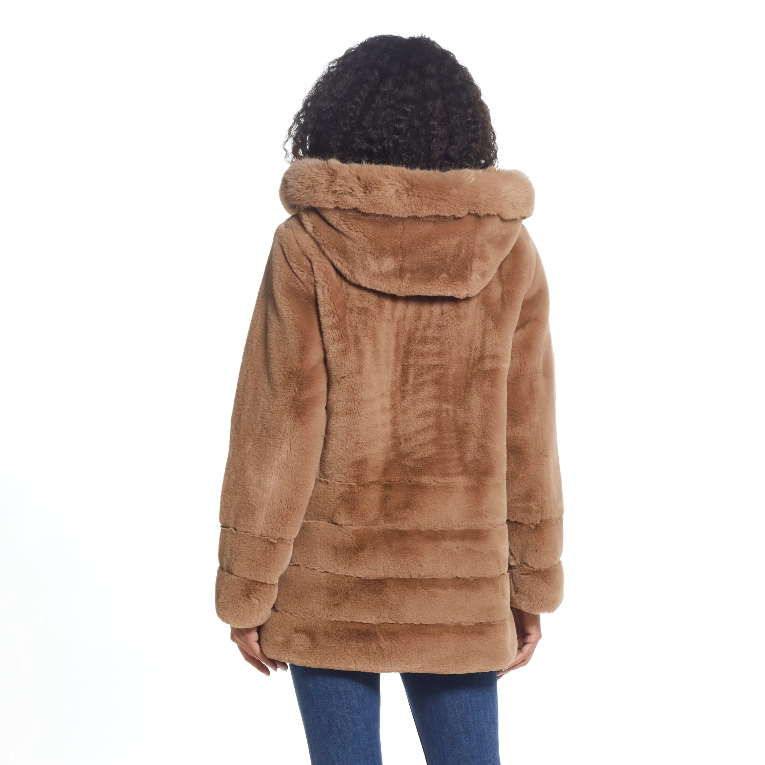 Hooded faux Fur Tiered Jacket