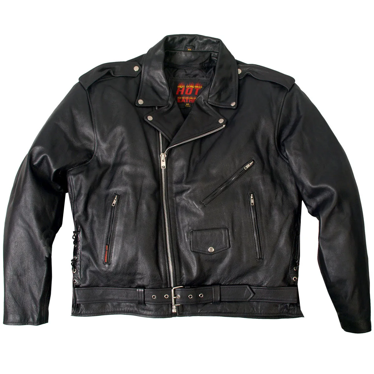 Hot Leathers JKM1002 Classic Men’s Motorcycle Leather Jacket with Zip Out Lining