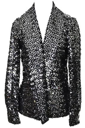 I Magnin Vintage Jacket Evening Wear Metallic Silver Sequins One Size