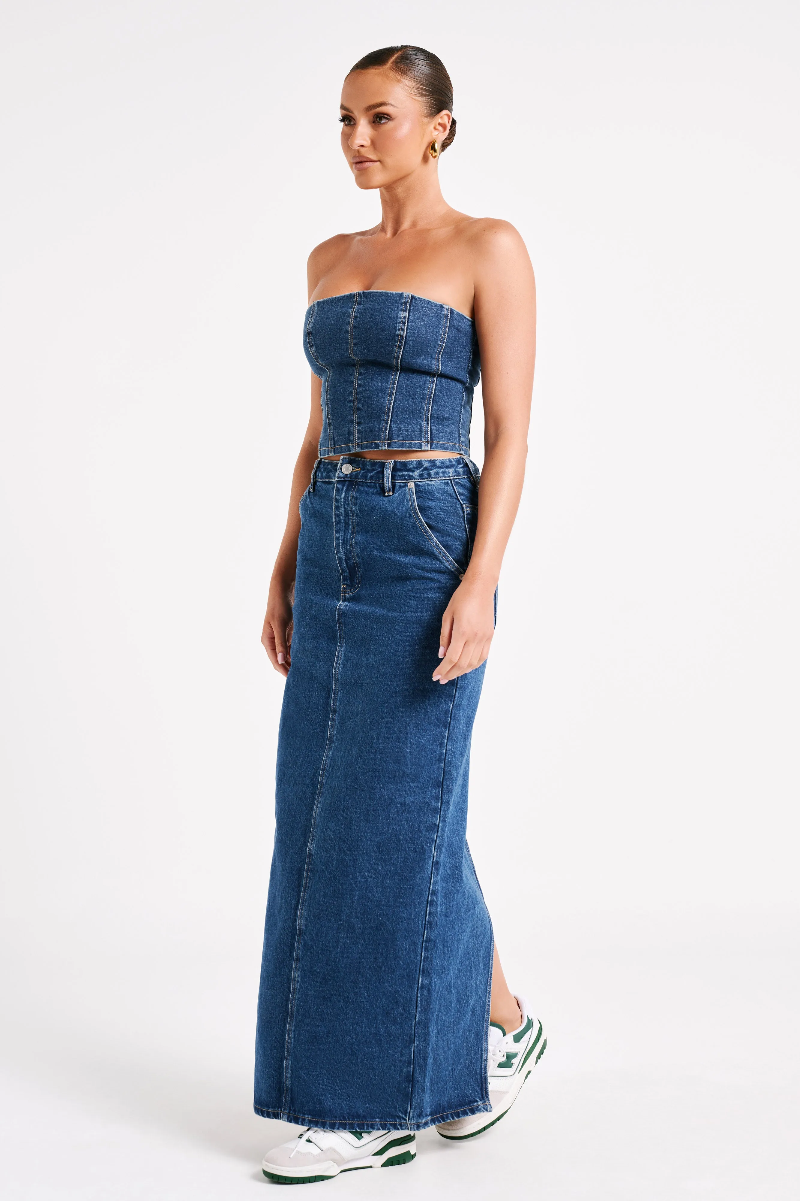 Illona Denim Maxi Skirt - Dark Blue