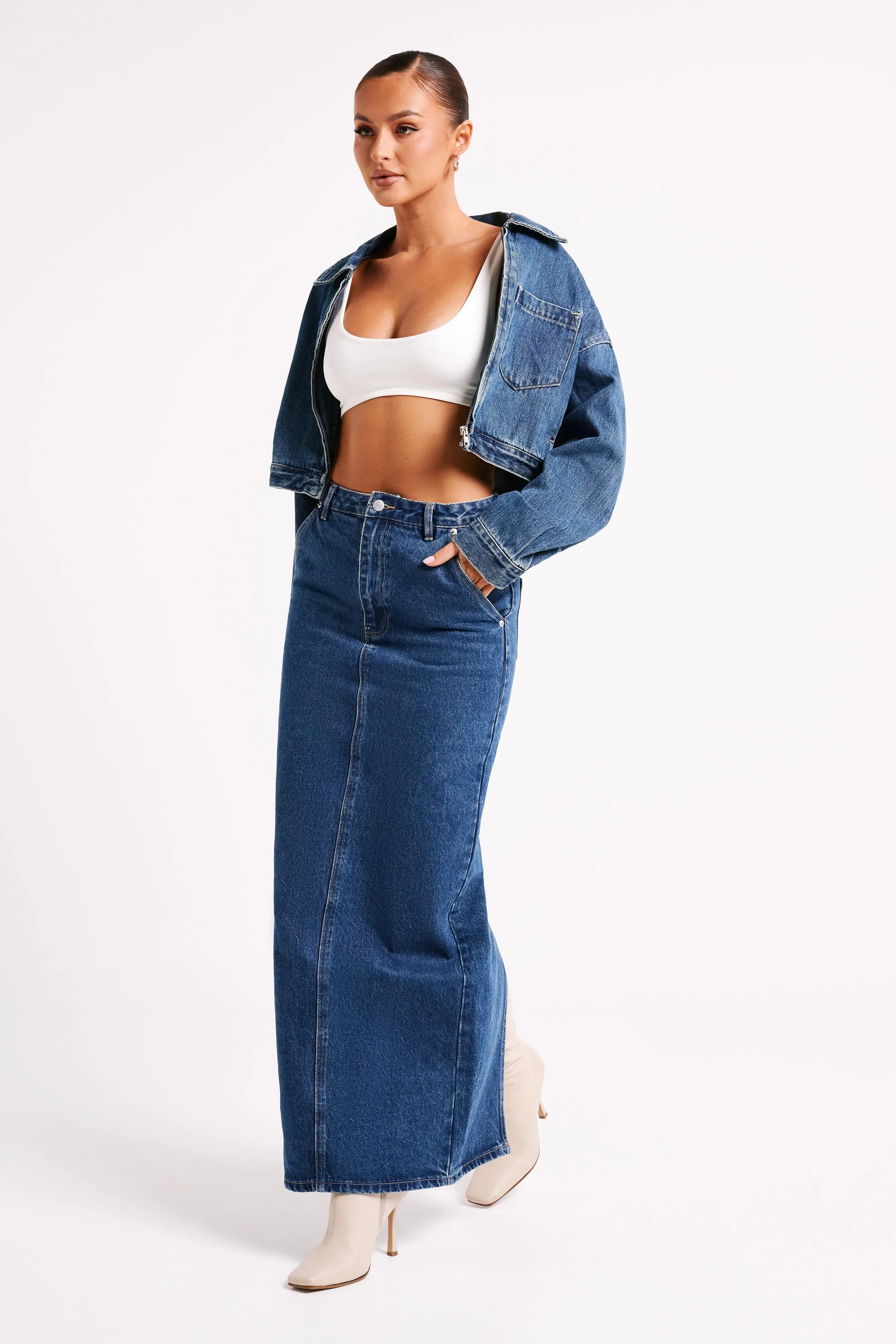 Illona Denim Maxi Skirt - Dark Blue