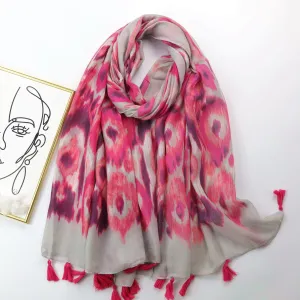 JY220652 Pink tie-dye printed scarf