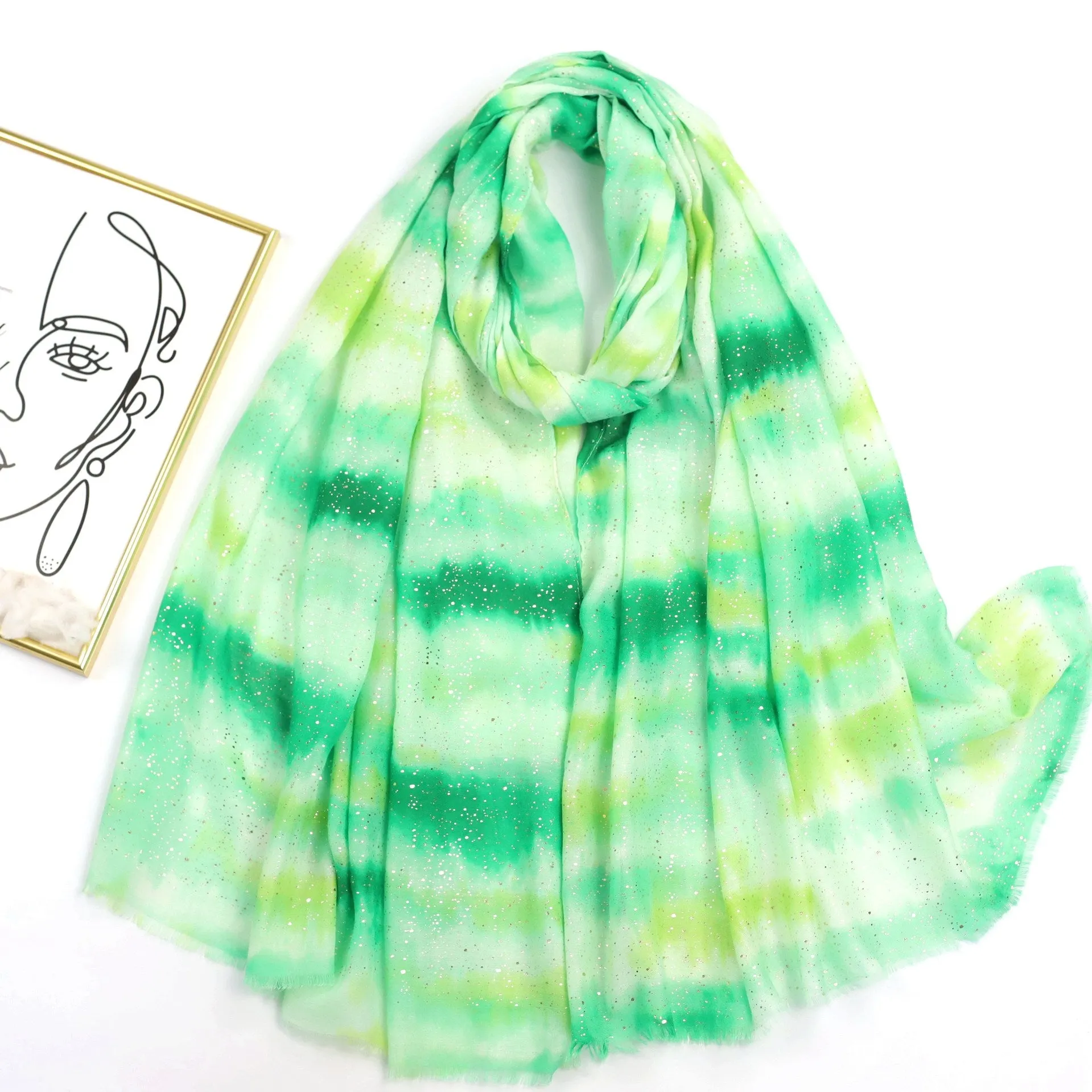 JY230316 hot stamping Color gradient printed scarf