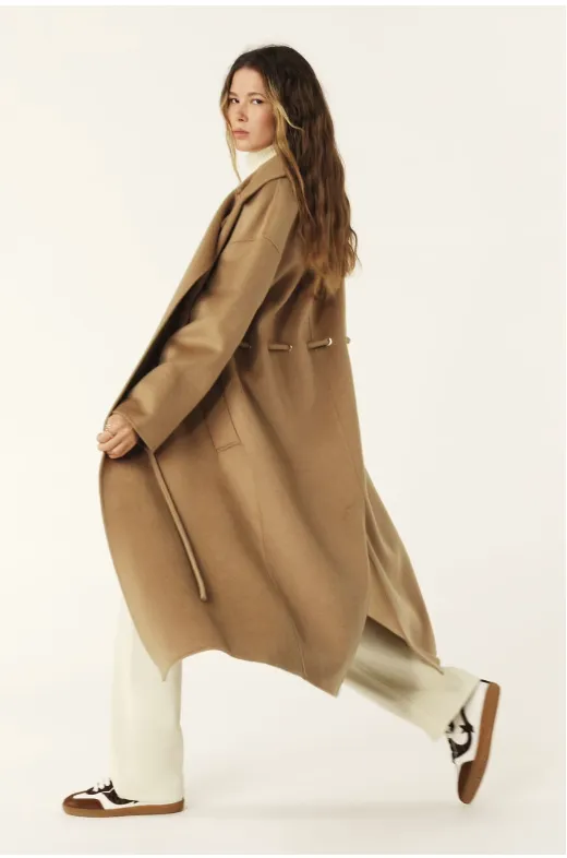 Kate Wool Drawstring Coat Camel