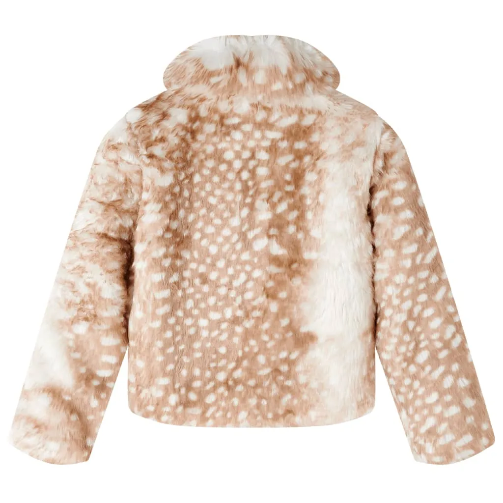 Kids' Faux Fur Coat in Cognac - Stylish & Warm Outerwear for Ages 3-4 | Durable Children's Winter Jacket