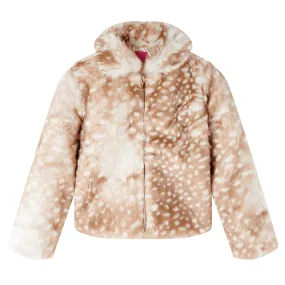 Kids' Faux Fur Coat in Cognac - Warm, Stylish & Perfect for Ages 5-6