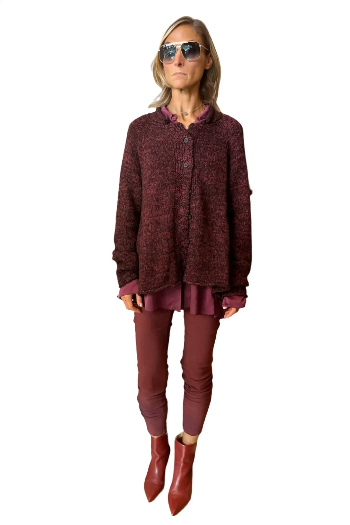 Knit Cardigan - Wine