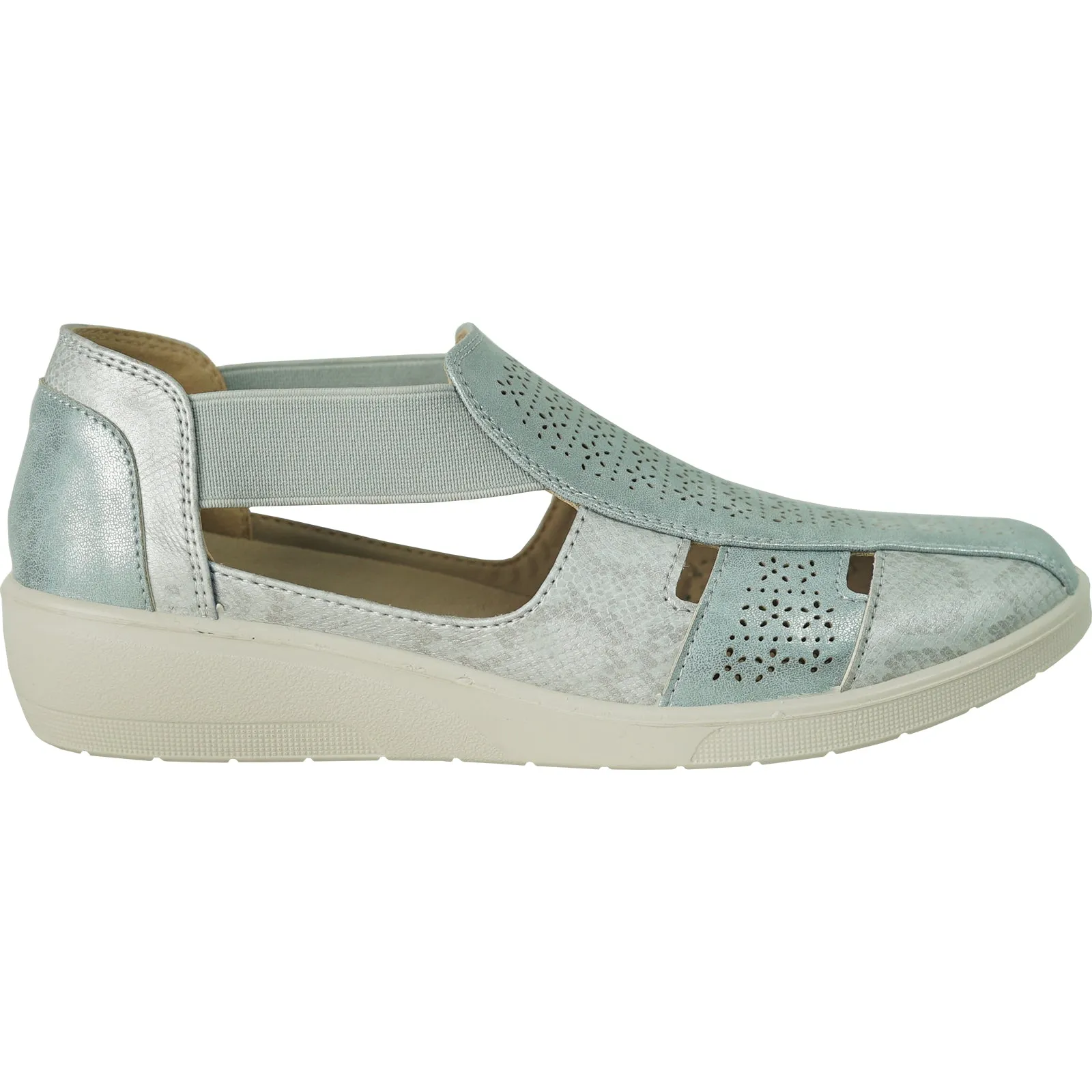 KOZI Women Comfort Casual Shoe OY3229 Wedge Sandal Light Blue