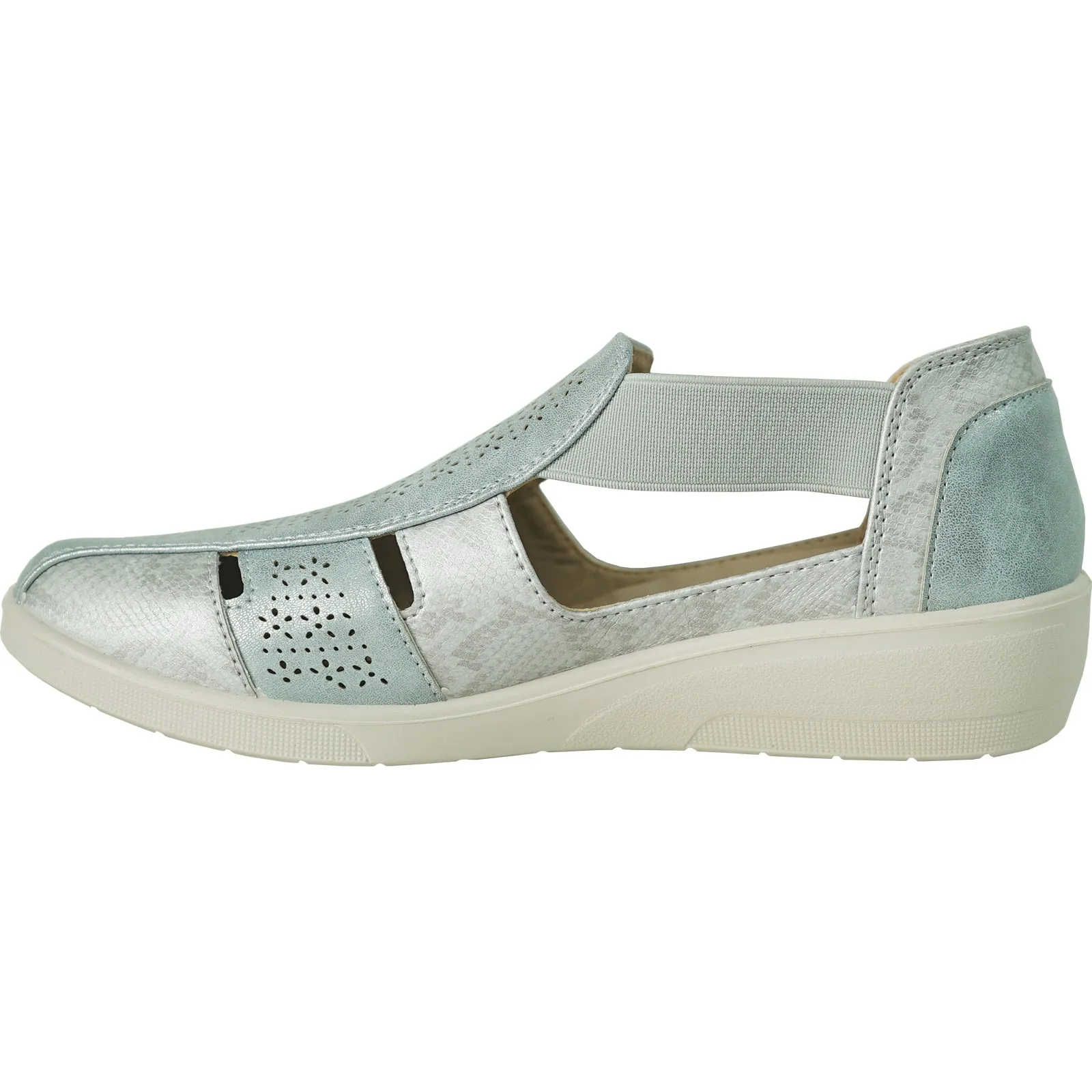 KOZI Women Comfort Casual Shoe OY3229 Wedge Sandal Light Blue