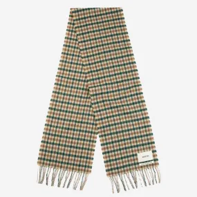 Lambswool Tartan Selkirk Scarf - Pine/Tan Check