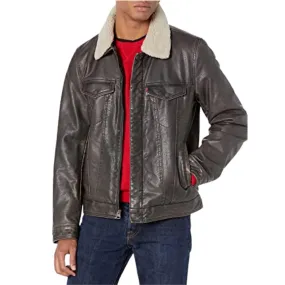 LEVI'S -  Buffed Cow Sherpa Trucker Faux Leather Jacket