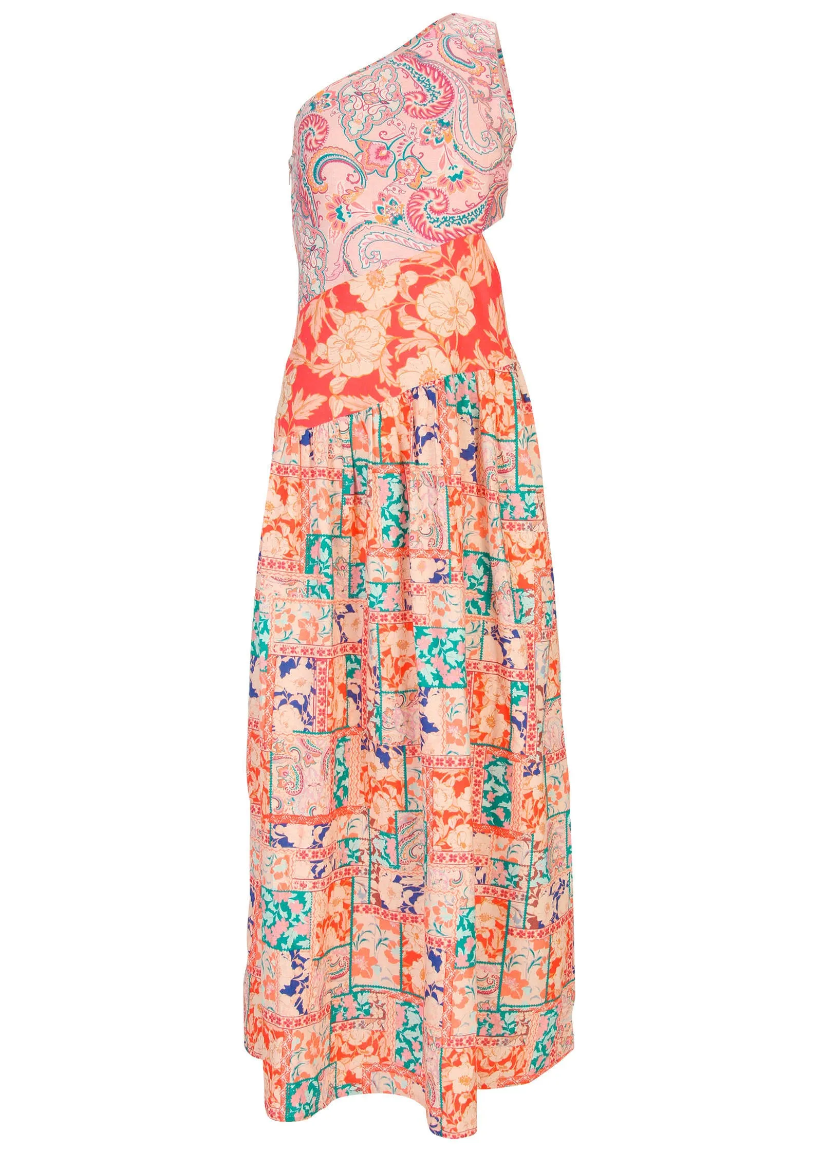 Linen Cutout Maxi Dress - Triple Venetian Print