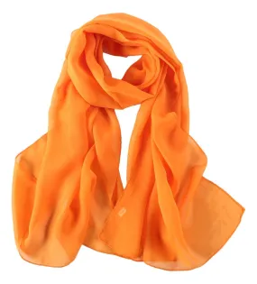 Long Chiffon Scarf Solid Orange Color CHL403