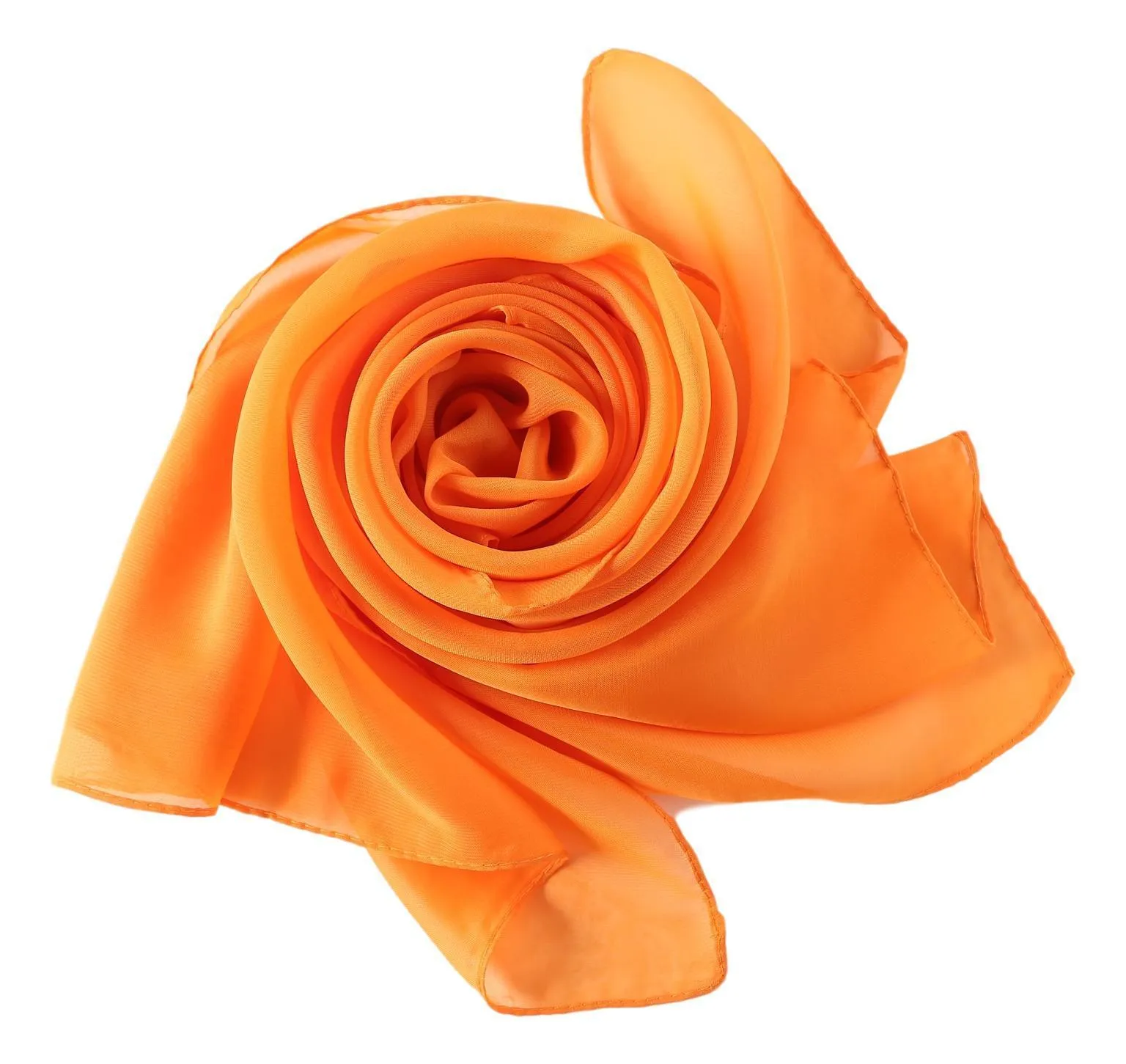 Long Chiffon Scarf Solid Orange Color CHL403