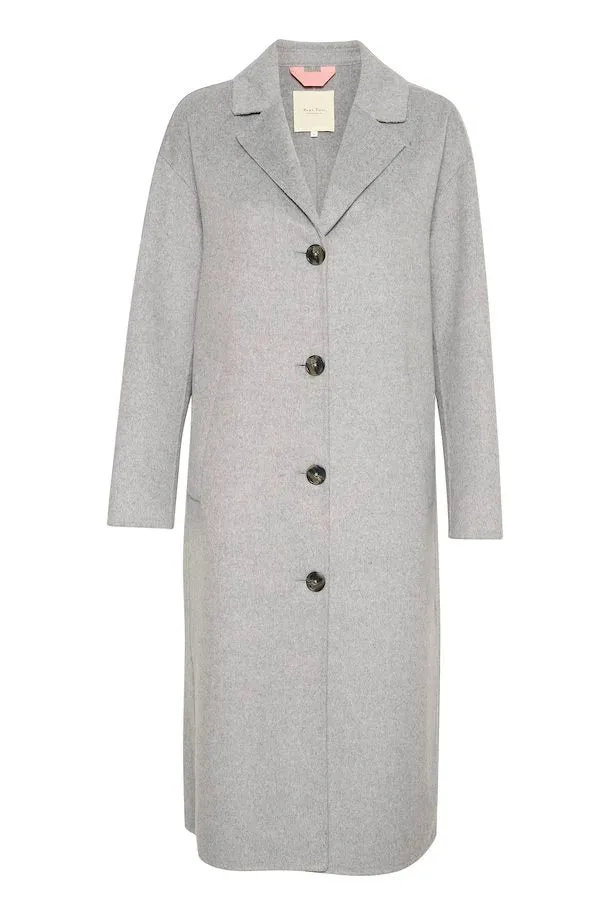 Lorel Light Grey Melange Wool Mix Coat