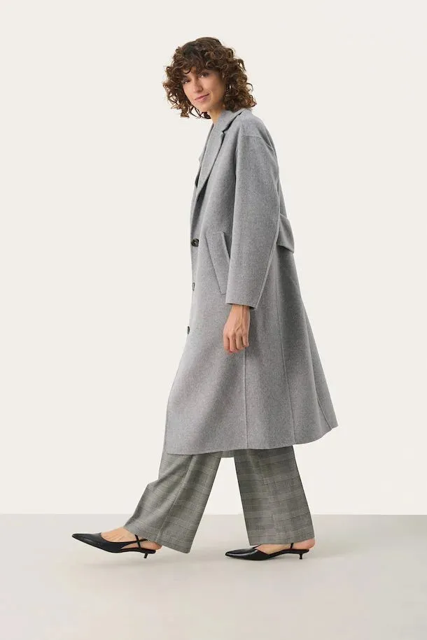 Lorel Light Grey Melange Wool Mix Coat