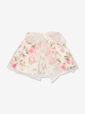 Mama Luma Girls Flower Skirt in White