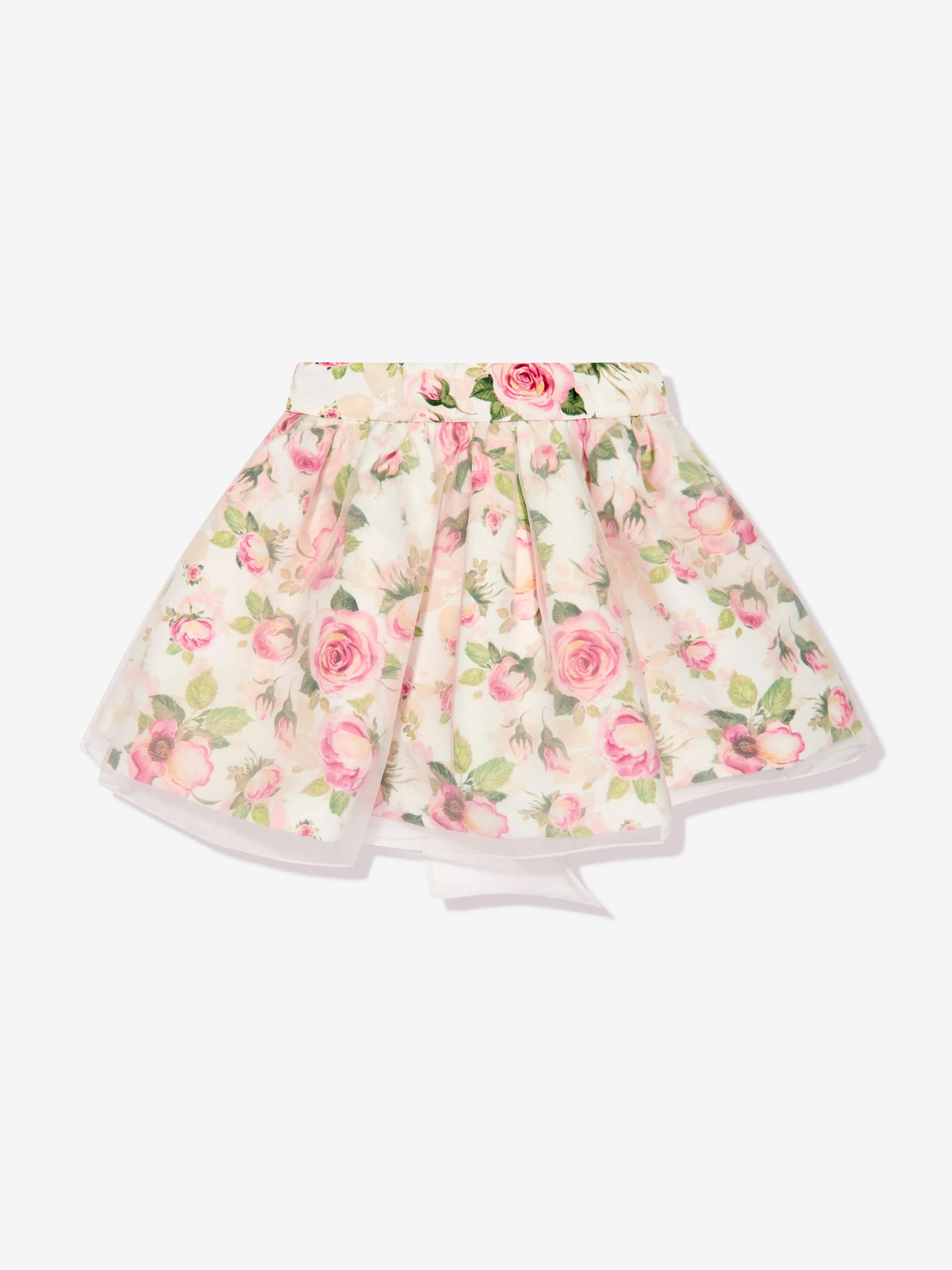 Mama Luma Girls Flower Skirt in White