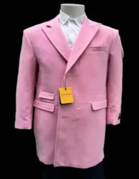 Mens Overcoat - Topcoat For Men - Winter Fabric - Mens Light Pink Wool Fashion Overcoat - Light Pink Topcoat