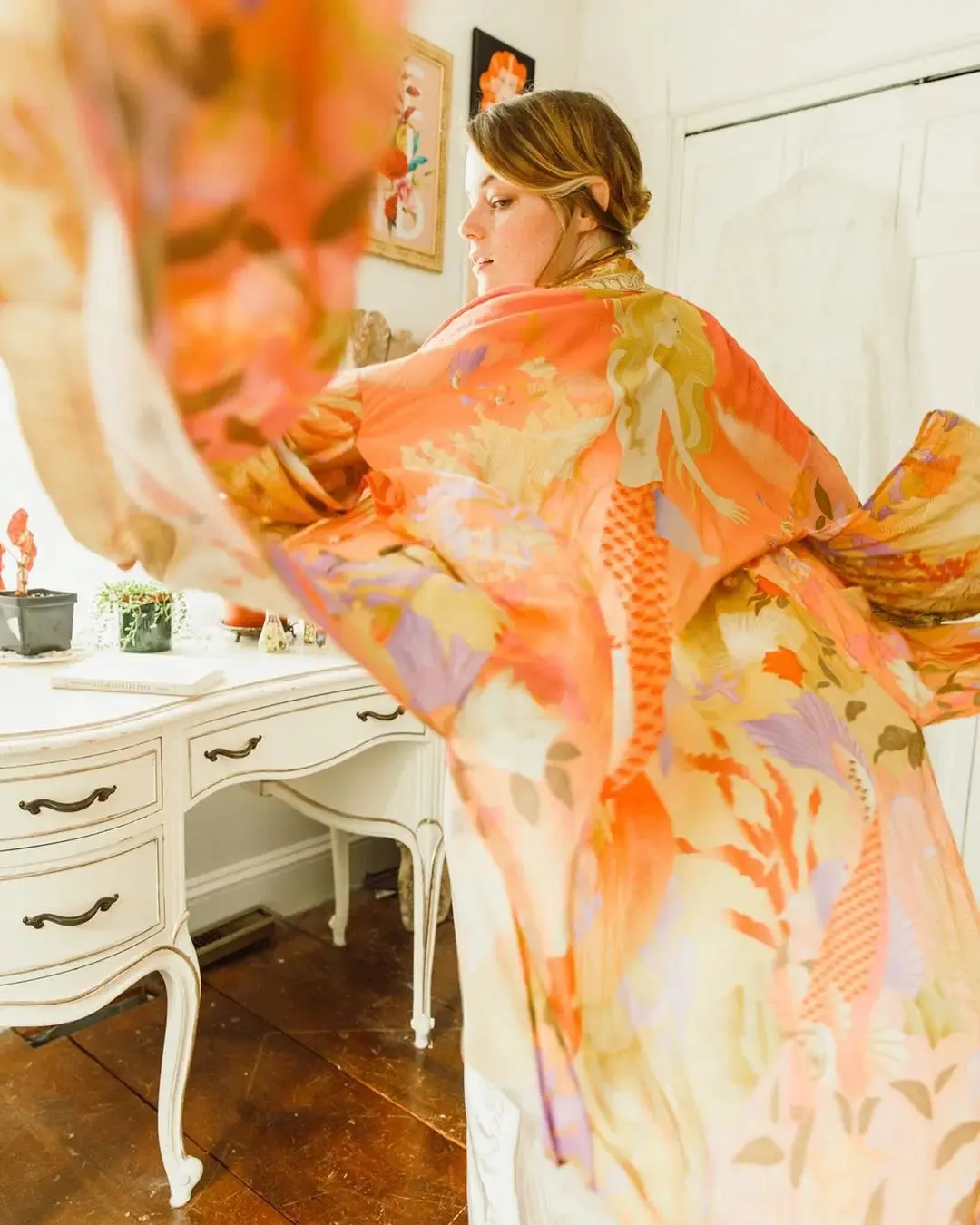 Mermaid Printed Kimono Cardigan Kaftan